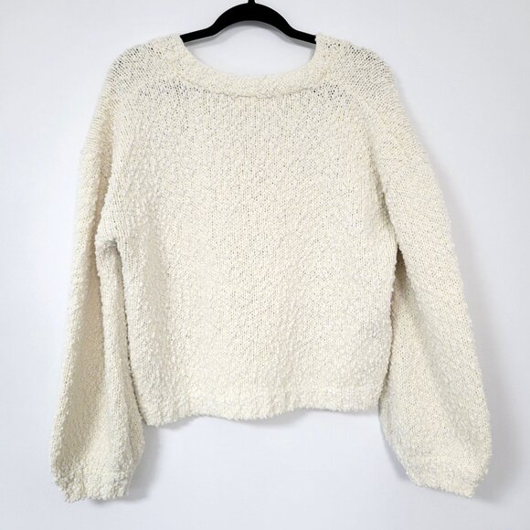 Altar’d State Sydney Cream Popcorn Pullover Oversized Knit V-Neck Size Large - Picture 6 of 10